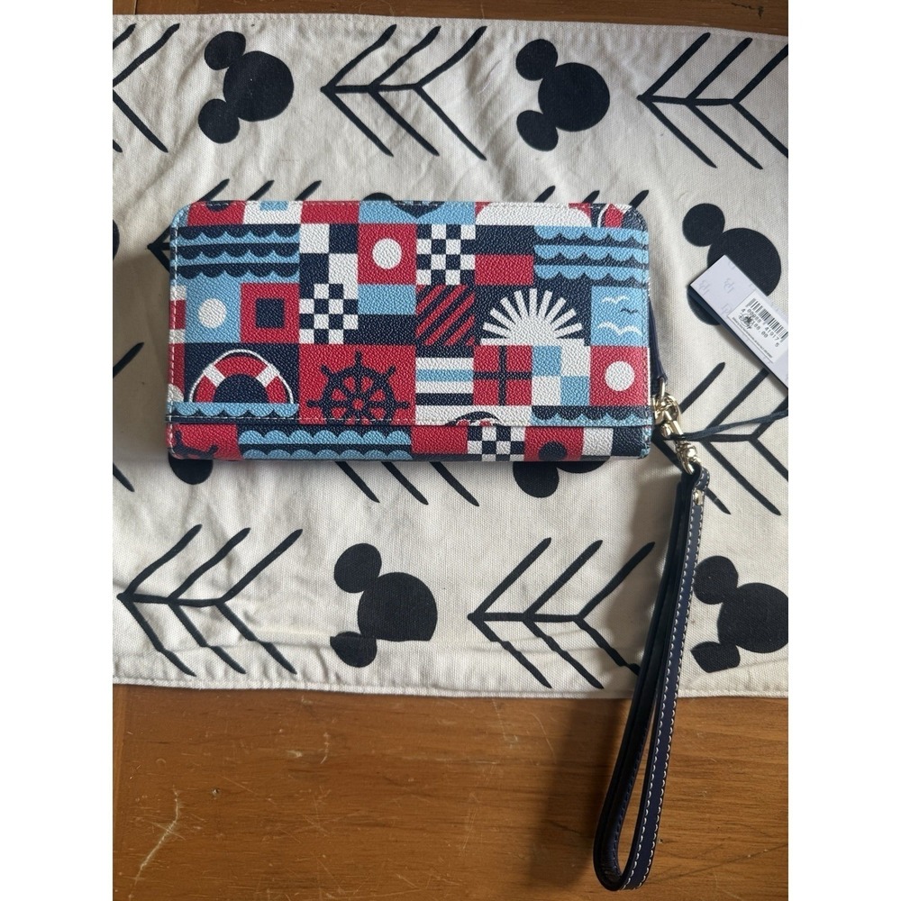 Disney Cruise Line Dooney & Bourke Wallet DCL Nautical New W Tags Red White Blue - Picture 2 of 3